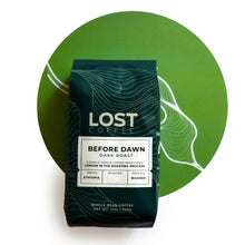 Load image into Gallery viewer, Dark Roast named Before Dawn from Ethiopia bagged in a blue bag
