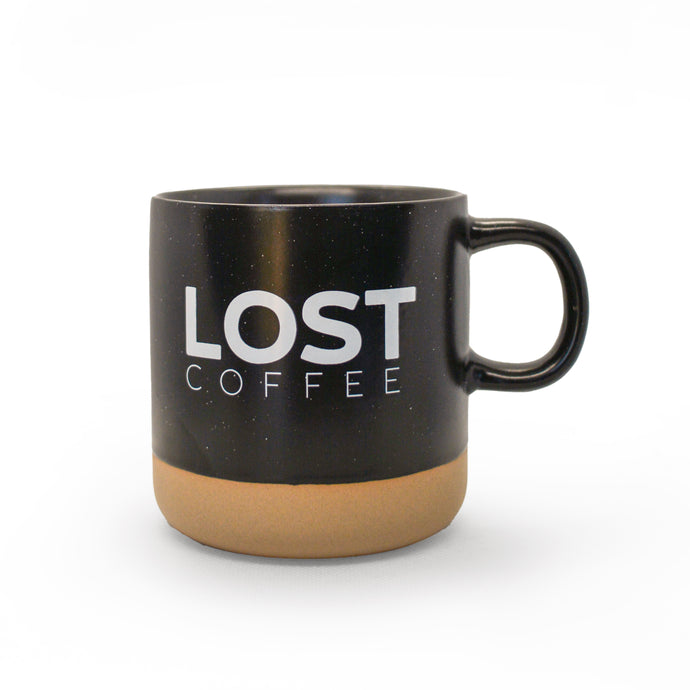 12oz Coffee Mug with bold LOST COFFEE lettering